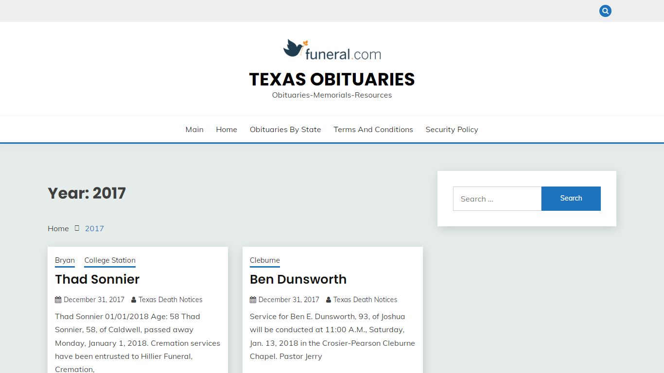 2017 – Texas Obituaries